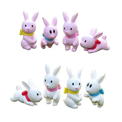Produktbild: Yardwe 8 STK Hasenfigur Landschaftsbau Figur Hase Dekofigur Osterschmuck Ostern Dekofiguren Osterfiguren Modellbahn Figuren Bunny Figuren Tierfiguren Kaninchen Liebhaber Partybedarf Mini