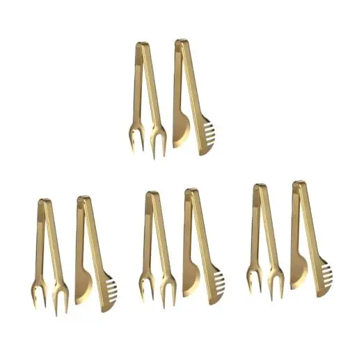 Produktbild: Yardwe 8 Stk Grillzange Nachspeisen Nudelzange Vorspeisenzange Bratzange Lebensmittelzange Spaghettizange draussen Food-Clip Italien Buffet Brotklammer Rostfreier Stahl