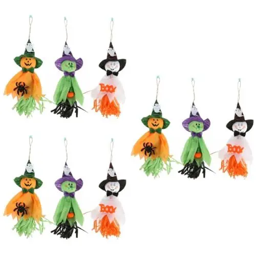 Produktbild: Yardwe 9 Stück Papier-Geister-Girlande Halloween-Kranz Halloween-Hänge-Geister-Dekoration Kürbis-Dekoration Halloween-Dekorationen Kürbis-Geister-Stroh-Windsack-Anhänger
