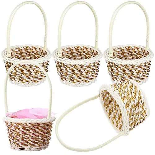 Produktbild: Yardwe 5 Stücke Gewebte Blume Körbe Hochzeit Körbe Griff Wicker Für Hotel Lagerung