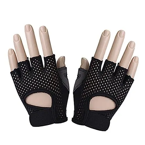 Produktbild: Yardwe Frauen Trainingshandschuhe Halb Finger Sporthandschuhe Für Gewichtheben Atmungsaktive Und rutschfeste Fitness Handschuhe Schwarz