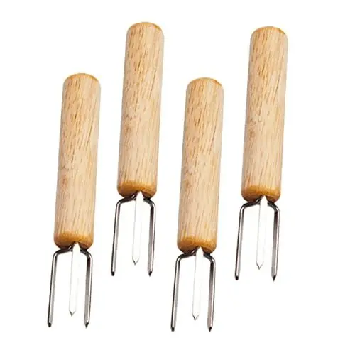 Produktbild: Yardwe Maisgabeln 4-teilig Edelstahl Holz Für Jungen Und Mädchen Zum Kochen Grillen Und Outdoor-aktivitäten