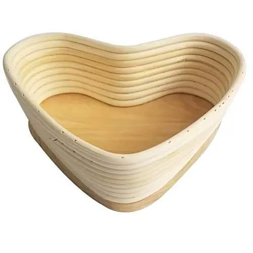 Produktbild: Yardwe Gärkörbchen Gärkorb Herz Form Rattan Peddigrohr Brotschale Brotform für Brotteig Bäcker Brotbacken Bäckermesser Khaki Größe