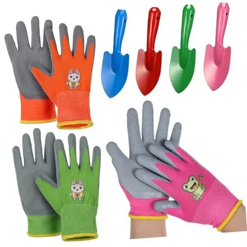 Produktbild: Yardwe Gartenkelle Set Mit Bunten Handschaufeln 5 Teiliges Pflanzwerkzeug Set Aus Metall Inkl Gartenhandschuhe Für Und Erwachsene Ideal Für Gartenarbeit Und Pflanzenpflege