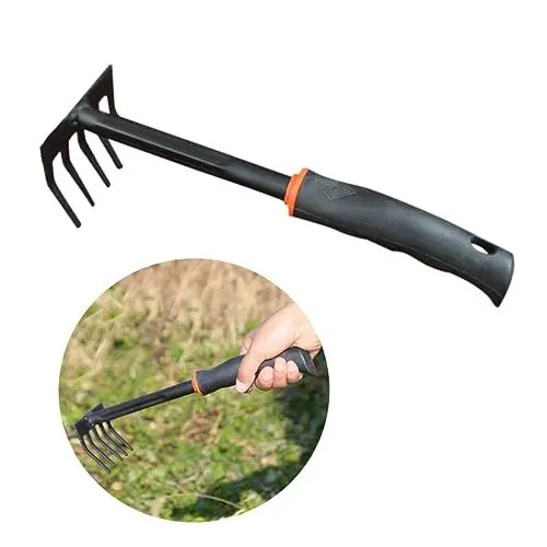 Produktbild: Yardwe Gartenrechen Aus Stahl Mit Kurzem Griff Kleiner Minirechen Für Präzise Gartenarbeit Ideal Für Sukkulenten Und Feine Pflanzarbeiten Robustes Gartengerät Für Effektives Jäten