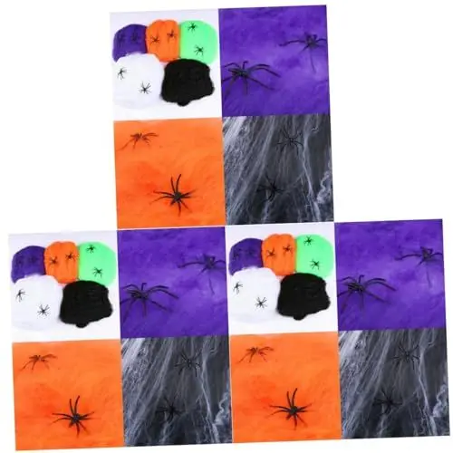 Produktbild: Yardwe Halloween-Dekorationen 12 STK Halloween-spinnenweben Spukhaus Nekropole Requisiten Halloween-dekore Baumwollspinnennetz Und Spinnen Halloween-Spinnennetz Bilden Dekorationen