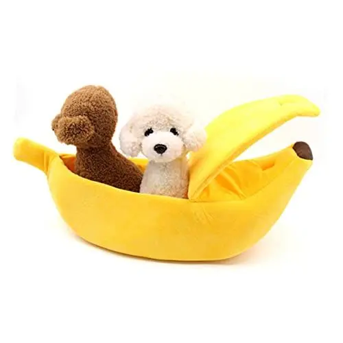 Produktbild: Yardwe Abnehmbares Bananenbett für Hunde Hundebananenbett Haustierbett Warmes Weiches Baumwollnest Größe S Gelb
