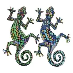 Produktbild: Yardwe Metall Gecko Wanddeko 2 Stück Eisen Kunst Gecko Skulpturen Wandkunst Anhänger Stil B Vintage Wanddeko Wohnzimmer Büro Hause Werkstatt Hinterhof Zaun Ornament Party Dekoration