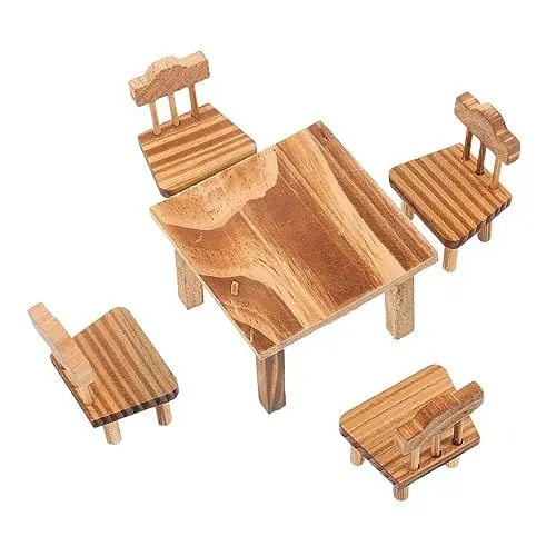 Produktbild: Yardwe Kompaktes Mini-möbelset Im Chinesischen Stil Emulierender Tisch Und Stuhl Holz Heimdekor Spielzeug Pädagogische Möbel Ornamente Für Jungen Und Mädchen Und Raumdekor