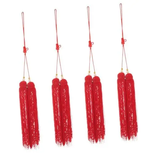 Produktbild: Yardwe 4 Stücke Hängen Quaste Decor Rot Quaste Helle Quaste Martial Arts Training