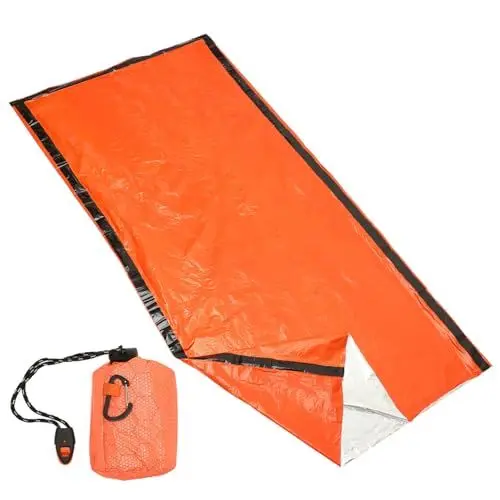 Produktbild: Yardwe Schlafsack Aus Aluminiumfolie Outdoor-überlebensausrüstung Tragbare Rettungsdecke Reiseausrüstung Überleben Schlafen Draußen Tasche Mit Kordelzug Lebensrettend Pe-aluminiumfolie