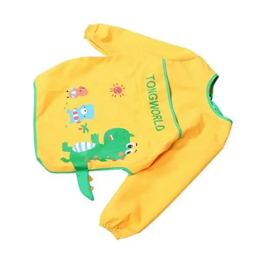 Produktbild: Yardwe Schürze Für Junge Mädchen Mit Dinosaurier-muster, Wasserdichtes Langarm-abendessen, Kinderschürze Für Malen Und Kochen, Pflegeleicht Und Wiederverwendbar