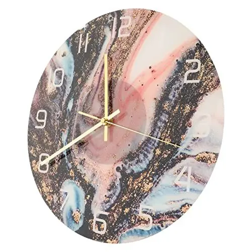 Produktbild: Yardwe Wanduhr Große Moderne Uhren Marmorierte Steinuhren Leise Küchenuhren Dekorative Hängeuhr Uhrendekor Im Modernen Stil Uhr Im Modernen Stil Haushaltsprodukte 3D Dreidimensional Acryl