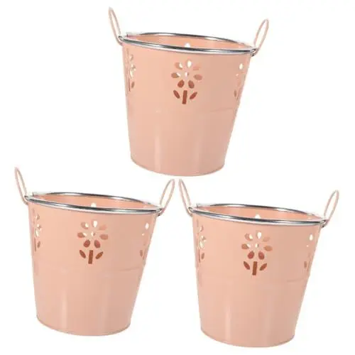 Produktbild: Yardwe Wohnkultur 3st Blumentopf Aus Zinn Anlage Pflanzkübel Eimer Kreative Blumenbehälter Behälter Für Blumenarrangements Griffe Eimer Für Blumen Eisen Kleiner Eimer Aushöhlen