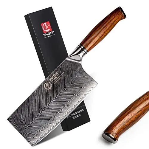 Produktbild: YARENH Hackmesser Damast, Chinesisches Kochmesser 17.6cm, Scharf Küchenmesser, 73 Schichten Damaststahl Hochwertige Kochen Messer, Sandelholzgriff, Mit Geschenkbox