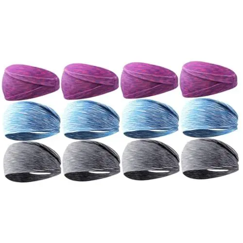 Produktbild: YARNOW 12 Stück Schweißabsorbierendes Und Atmungsaktives Stirnband Yoga Schweißbänder Stirnbänder Für Damen Sport Schweißbänder Turban Haarband Workout Stirnbänder Haarbänder