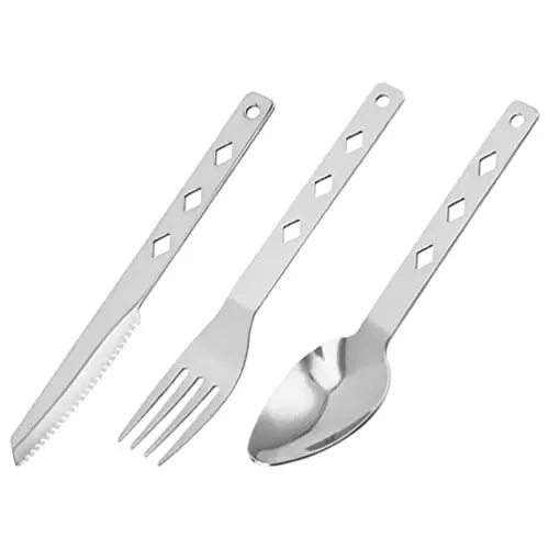 Produktbild: YARNOW 1 Satz Campingbesteck Camping-dienstprogramm Campingutensilien Rucksack Utensilien Campinggeschirr Metalllöffel Reiseutensilien Steak Reisen Rostfreier Stahl Messer Und