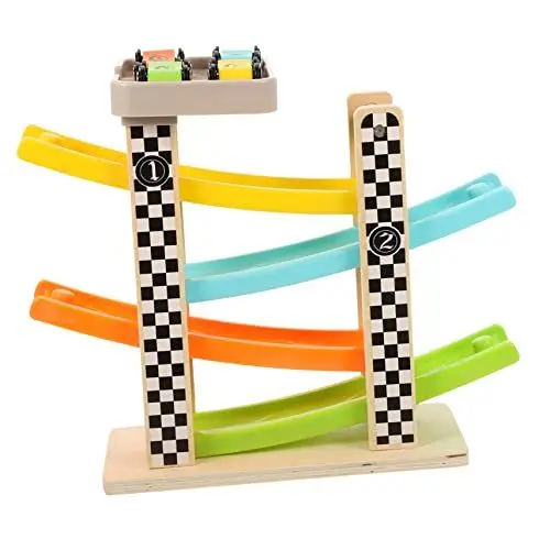 Produktbild: YARNOW 1 Satz Holz Autorennbahn Spielset für Spurige Rennstrecke mit Inertia Pädagogisches Hand Augen Koordination und Kreativität für Jungen und Mädchen