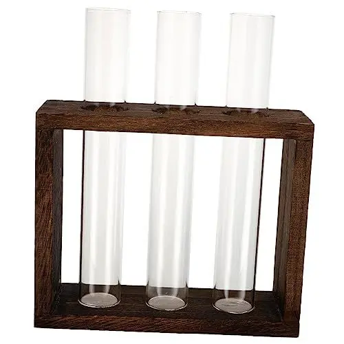 Produktbild: YARNOW 1stk Holzrahmen Hydroponische Ornamente Wohnkultur Tisch Terrarium Aus Glas Desktop-blumenarrangement Zwiebelpflanze Terrarium Glasröhrenvase Anlage Stifthalter Hölzern