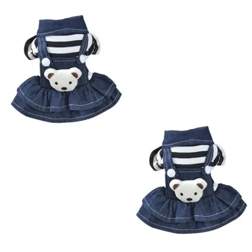 Produktbild: YARNOW 2St Hundebekleidung kleine Hunde-Outfits weiblich Kleid für Chihuahua Hunde-Jeanskleid Haustier-Outfits Hund kleiden Dackelkostü Kätzchen Hundekleidung ädchen Haustierbekleidung