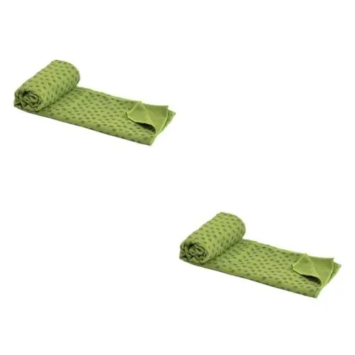 Produktbild: YARNOW 2St warmhalte Fitness Matte Feuchtigkeitsbeständig Grün elastischer guertel yogapad handtücher Yoga-Essen Keine Yogamatte Fitnessmatte Waschmaschinenfest Yoga Matte Handtuch kaufen