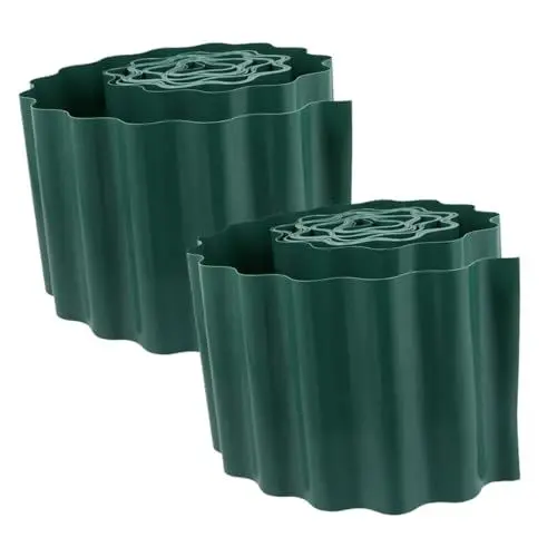 Produktbild: YARNOW 2 Rollen Geländer für Gartenrasen langlebiger Zaun Rasen Blumenbeete Zaun Baumzaun Gartenzaun Kunststoff Gartendeko Garteneinfassung Trennzaun für den Innenhof Plastik Dark Green