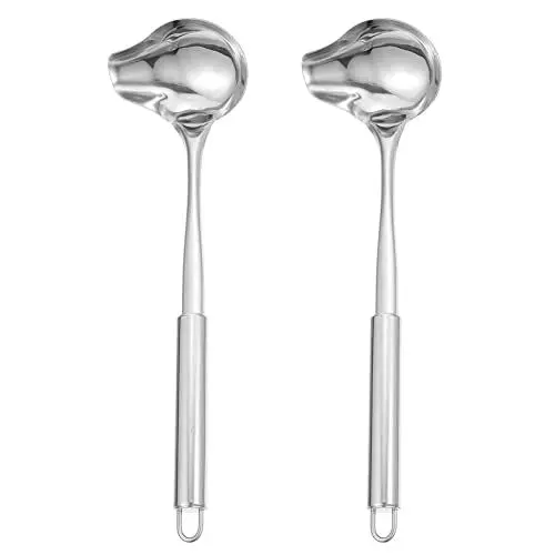Produktbild: YARNOW 2 Stücke Saucenlöffel Edelstahl Soßenlöffel Saucenkelle Schöpflöffel Suppenlöffel Suppenkelle Soßenkelle Servierlöffel Küchenhelfer für Zuhause Restaurant Gericht
