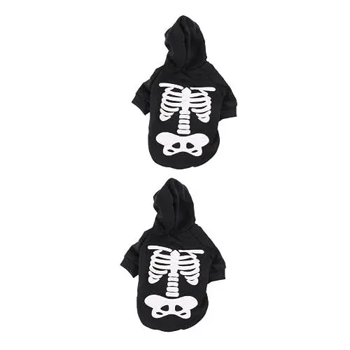 Produktbild: YARNOW 2st Halloween-kostüme Für Haustiere Welpenpullover Für Kleine Hunde Welpenkleidung Kleine Hundekleidung Großer Hundepyjama Hundeschädel Hoodies Haustiergeschenk Black Baumwolle