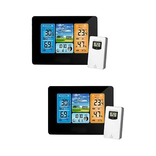 Produktbild: YARNOW 2st Schlafzimmer Uhr Elektrische Zeitschaltuhr Feuchtigkeitsuhr Desktop-digitaluhr WLAN-Uhr Digitaler Wecker Temperaturuhr Wetteruhr Funkwecker Wecker Digital Kabellos Kalender