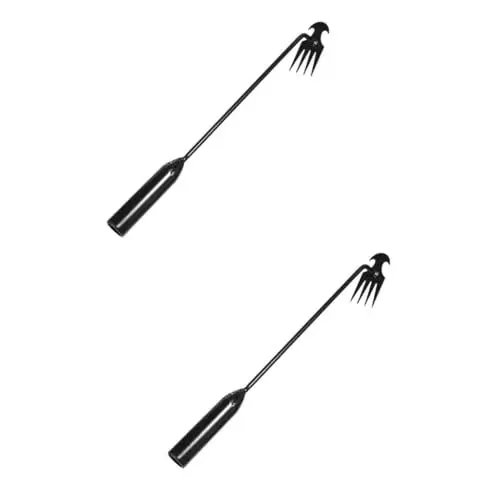 Produktbild: YARNOW 2st Unkrautvernichter Gartenjäter Manuelle Unkrautentferner Wieder Haltbare Hand Unkraut-kit Gartenhandwerkzeuge Wieder Tiefer Graben Stahl Mit Hohem Kohlenstoffgehalt Black