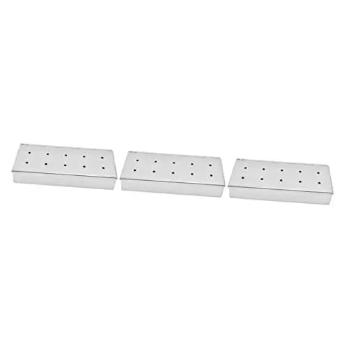 Produktbild: YARNOW 3er-Box Grillbox Aus Edelstahl Grillräucherbehälter Grillzubehör Lagerung Von Räucherpellets Räucherstäbchen BBQ-Tool Räuchergrill Zubehör Muschelschale Obstbaum Rostfreier Stahl