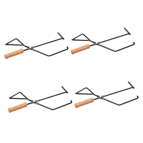 Produktbild: YARNOW 4 Stück Bbq-holzkohlezange Feuerstellenscheit Camping-brennholzschere Kamin Pinzette Holzklauengreifer Feuer Im Freien Brennholzzange Für Den Außenbereich Grill Poker Eisen