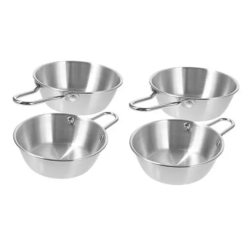 Produktbild: YARNOW 4 Stück Campingschüssel Campingversorgung Camping kleine Schalen Wasserkessel Wasserkocher Wasserschale aus Edelstahl Camping Weinbecher draussen Weinschale Sheila