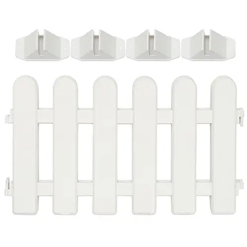 Produktbild: YARNOW 4 Stück Gartenumrandungszaun Kunststoff-Blumenbeetumrandung Mit Sockel Kein Graben Kleiner Gartenzaun Für DIY-Außenterrasse Balkon Hof