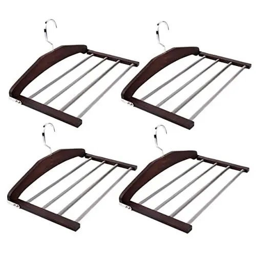 Produktbild: YARNOW 4stücke Holz Hosenbügel rutschfeste Trockenbügel Mehrzweck Kleiderbügel Für Schrank Platzsparendes Design