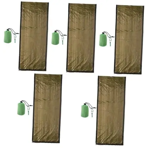 Produktbild: YARNOW 5 Sätze Outdoor-Schlafsack Hochleistungs-Wärmedecke Notfall-Schlafsäcke Notfall-Biwaksack Camping zubehör notfallausrüstung Notfalldecken Notfalltasche Polyester