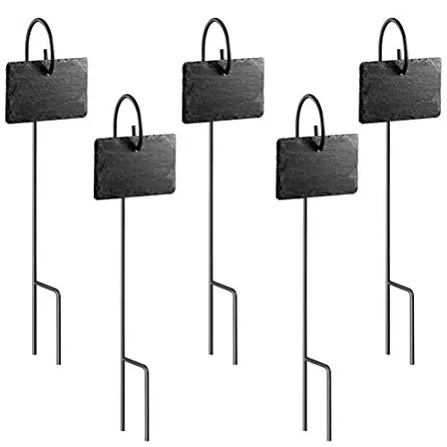 Produktbild: YARNOW 5 Sätze Pflanzenschilder Schiefer Etiketten mit Schäferhaken Kräuterschilder Pflanzenstecker Pflanzenetiketten Tafel zum Beschriften für Kräuter Blumentopf Lebensmittel Käse Kuchen Deko Stecker