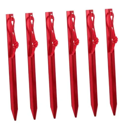 Produktbild: YARNOW 6stücke Zeltnägel Camping Aluminium Legierung Erdnägel Gartenpfähle Outdoor Zeltständer Boden Halt Windseil Erdspieße Camping-zelthering Zelthering Gartenpfähle Erdnägel
