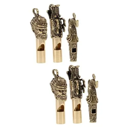 Produktbild: YARNOW 6 STK Pfeife aus Messing Schlüsselanhänger mit Pfeife Outdoor-Pfeife Notfallpfeife schlüsselanhanger Camping-Pfeife Campingpfeife Notpfeife Tierkopfpfeife Sportpfeife Kupfer Golden