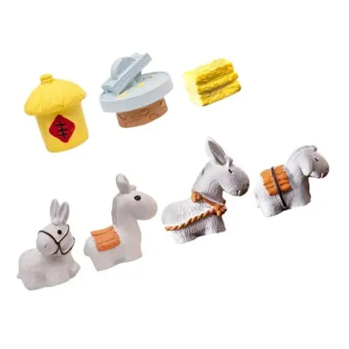 Produktbild: YARNOW 7St Bauernhofpuppendekoration Mini-Eselfiguren Mini-Esel aus Harz Spielzeuge Garten kleine Statuen Esel Figur Jahrgang Moos Bonsai Dekorationen Schmuckstücke