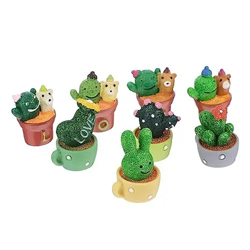 Produktbild: YARNOW 8st Saftige Schmuckstücke Künstlich Eingetopft Kühlschrank Mini-pflanzentopf Miniatur Pflanzenornamente Liebe Blumentopf Süßes Dekor Kunstpflanze Harz Kaktus Gefälschter Blumentopf