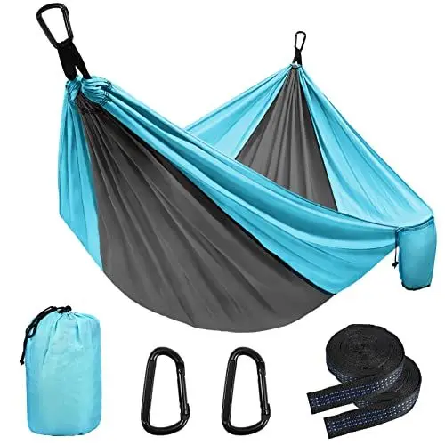 Produktbild: YARNOW Camping Hängematte Ultraleicht Doppellagige Outdoor Hängematte Reisehängematte Mit 2 + 2 Baumgurte Für Indoor Outdoor Gebrauch