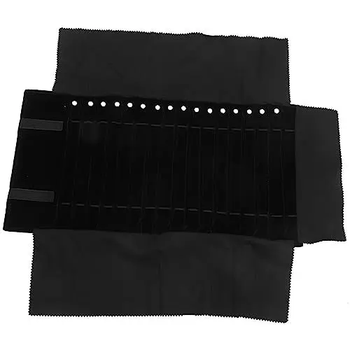 Produktbild: YARNOW Faltbare Schmuckrolle Reiseschmuck Rolltasche Faltbare Halskette Organizer Rolle Flanell Schmuck Aufbewahrungstasche für Halsketten Armb?nder Ohrringe Schwarz Schmuck Veranstalter Box