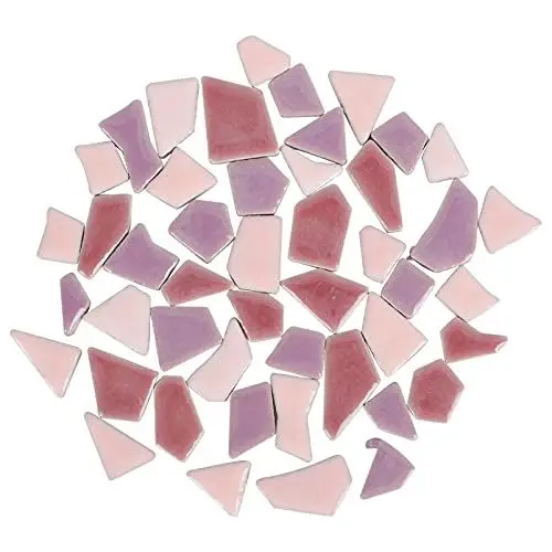 Produktbild: YARNOW Fliesenbruch 500G DIY Mosaikfliesen Steine Keramik Bruchmosaik Fliesen zum Basteln für DIY Schmuck Herstellung Blumentöpfe Liefert Lila Mosaiksteine Zum Basteln 500g