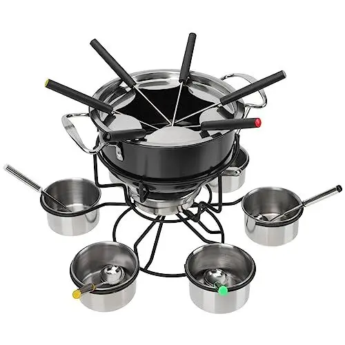 Produktbild: YARNOW Schokoladenheizung Schokoladen-Fondue-Bereiter Schokoladenk?se- Fondue- Topf- Set: mit Fondue Gabeln Tassen Und Rack Tragbare Herd für Schokoladenk?se Eisfondue Käseheizung