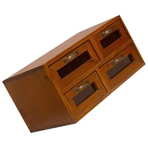 Produktbild: YARNOW Doppelschichtiger Schreibtisch-Organizer Aus Holz Mit 4 Schubladen Aufbewahrung Für Make-up Und Schmuck Organizer Für Den Schreibtisch Staubdicht Robuste Konstruktion