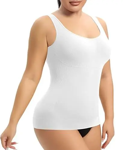Produktbild: YARRCO Damen Shape Unterhemd Bauchweg Hemdchen Shapewear Trägertop Shaping BH Hemd Formendes Top Body Shaper Nahtloses Figurformendes Tanktop (Weiß, M)
