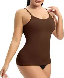 Produktbild: YARRCO Damen Shape Unterhemd Bauchweg Hemdchen Shapewear Trägertop Spaghettiträger Shaping BH Hemd Formendes Top Body Shaper Nahtloses Figurformendes Tanktop (Braun, S)