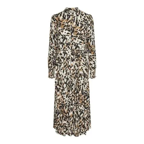 Produktbild: Y.A.S Damen YASALIRA LS Long Shirt Dress S. NOOS Kleid, Black/AOP:Leo Print, Small