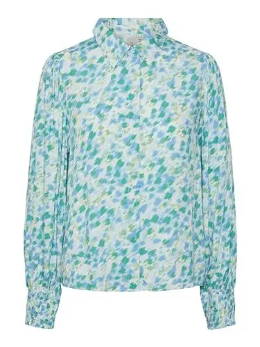 Produktbild: Y.A.S Damen YASALIRA LS Shirt S. NOOS Langarmbluse, Quiet Green/AOP:Fuzzy Flower, M